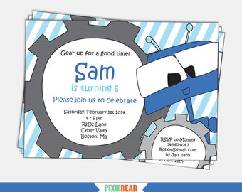 Robot Invitation - Robot Birthday Invitation - Robot Party Invitation - Robot Editable Invitation (Instant Download) - Editable