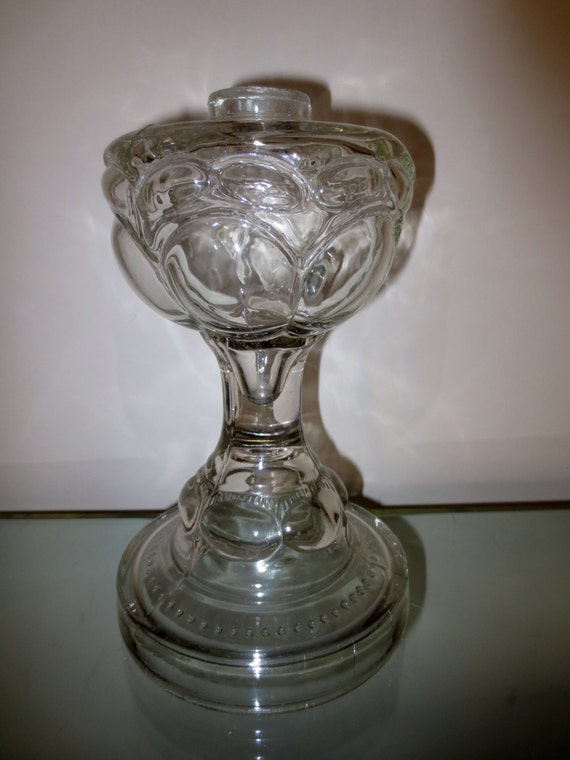 Antique Glass Peanut Pattern OIL LAMP 9.5" EAPG