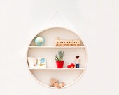 Circular shadow box to display your vintage mid-century home wares! wall hanging plywood shelf furniture wood round wall art modern chic