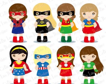 Superhero Clipart, Supergirl Clipart (S019) ,Girl Superheroes clip art