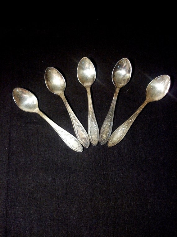 Vintage Demitasse Spoons 5 Little Spoons Small Silver Spoons