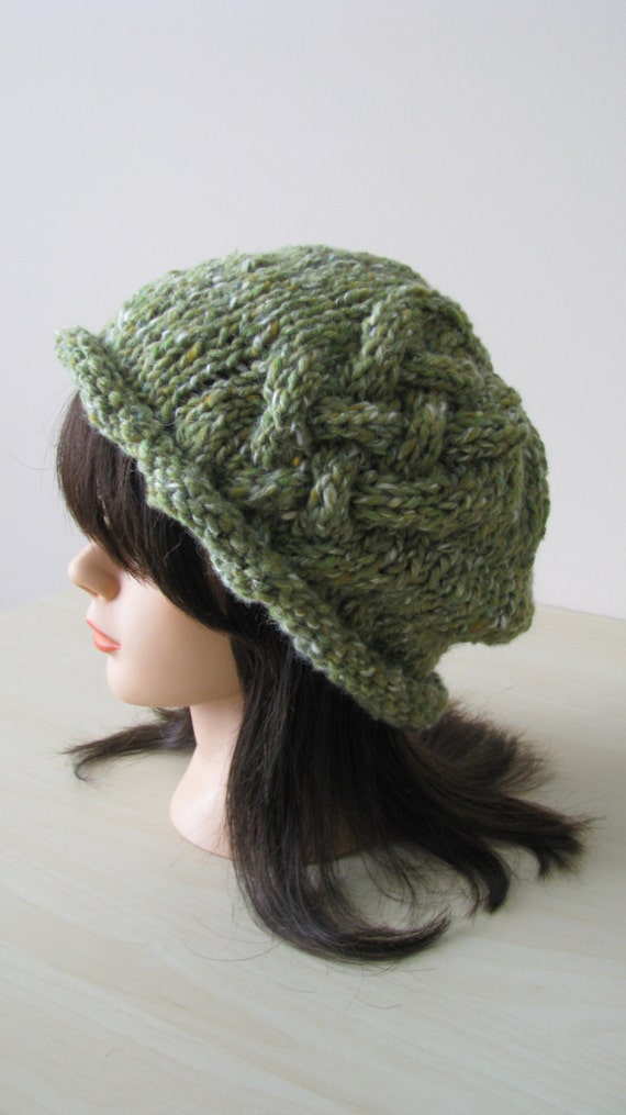 Hand Knit Hat for women loose fitting chunky yarn warm and