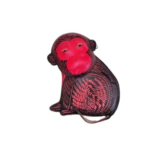 Items similar to Zoo Animal Gifts Monkey Wristlet Clutch Purse Red