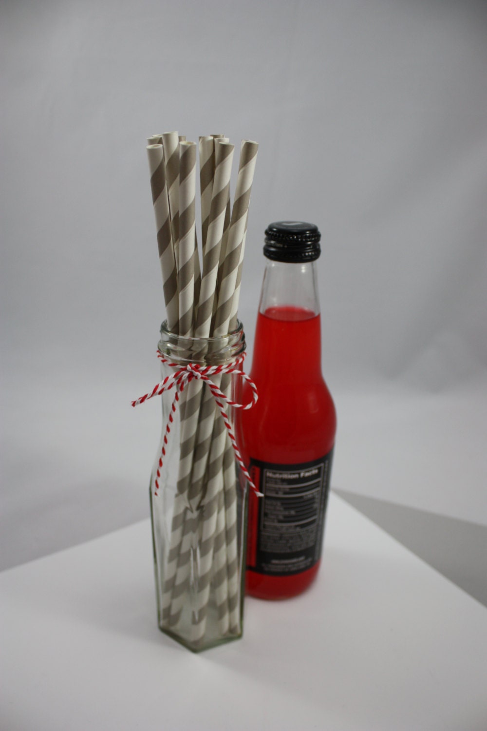25 Grey Extra Long Paper Straws 10.5 soda bottle
