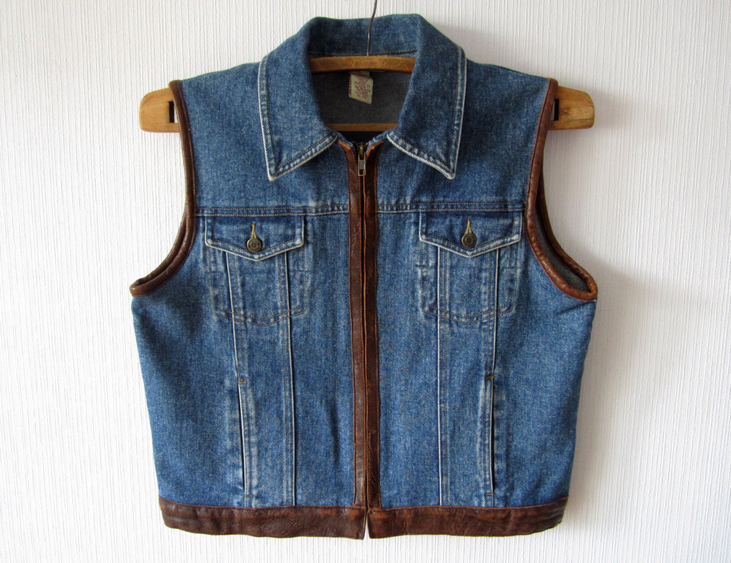 Blue Denim Vest Women Romantic Country Western by ThousandVests