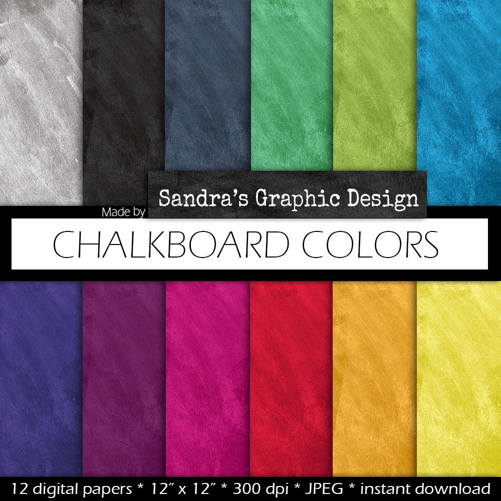 Chalkboard digital paper COLORED by SandraGraphicDesign on Etsy