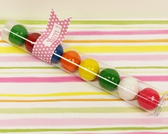 Gumball Tube, 10 Plastic Tubes, Birthday Party Gum BallTube, Candy Tube, GumBall Tube, Bubble Gum Tube, Candy Favor, Plastic Tube Container