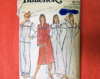 Vintage Pattern | 1970s Misses Pajamas Nightgown Robe | Butterick 5659