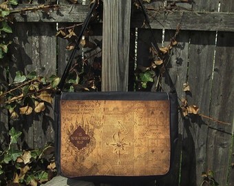 Marauder's Map Back to School Large Messenger Bag Bookbag, Field Bag, Crossbody, Reporter Bag