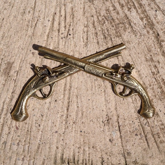 Brass decorative gun set vintage wall decor High