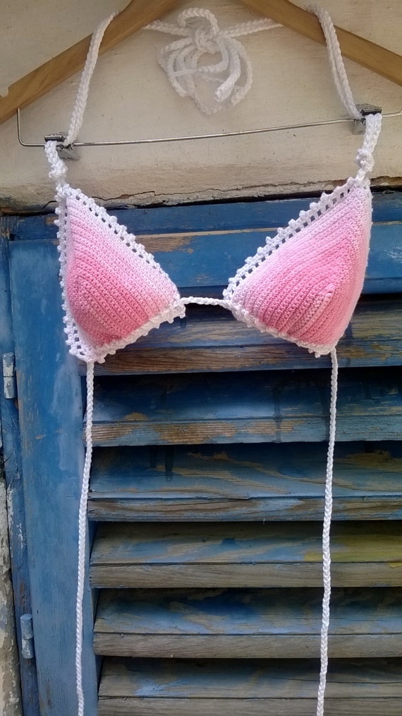 Pink Crochet Bikini Top Crochet Bikini Top by GoodMoodCreations