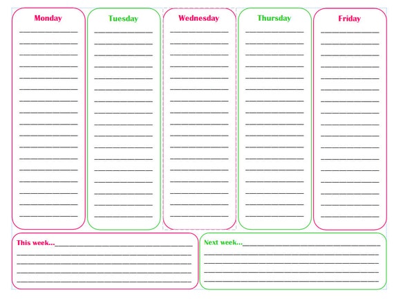 Items similar to Weekly Planner-- week by week planner with each day ...