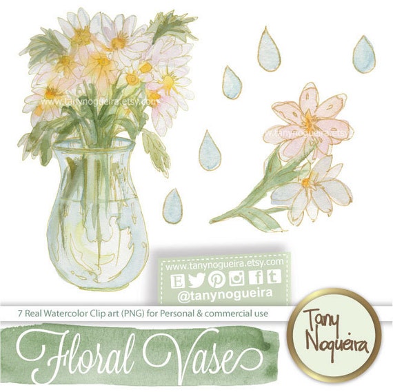 Floral Vase Flowers glass vase drops clip art by TanyNogueira