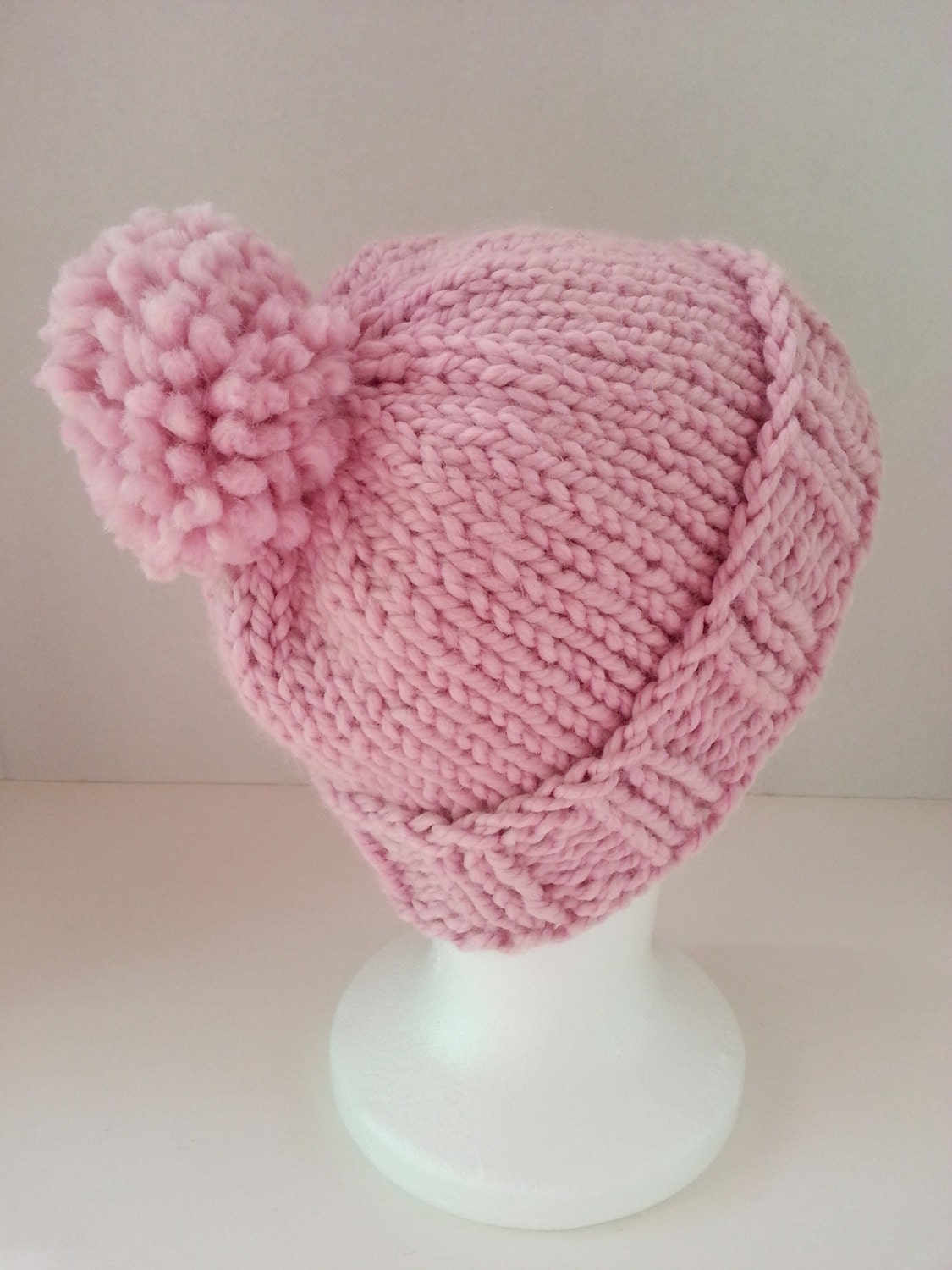 Pink Knit Hat with Pom Pom Pink Knit Hat Cozy Knit hat