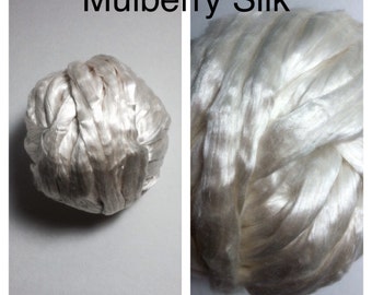 Mulberry Silk Roving Undyed / Cultivated Silk Top Ecru / Bombyx Silk Top / 2oz 4oz 8oz