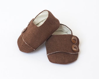 Baby Shoes Baby Boy Shoes Toddler Boy Shoes Soft Sole Shoes Fall Shoes Winter Shoes Brown Shoes with Buttons