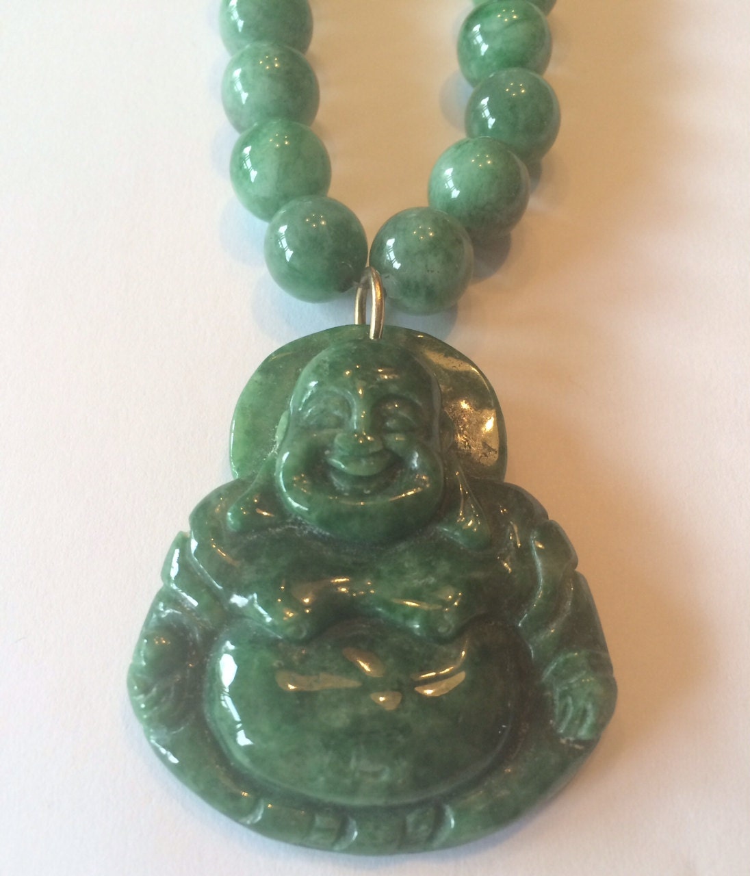 Green Jade 14K Necklace w/ Buddha Pendant by LulusVintageJewelry