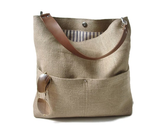 Jute Tote Bag Bucket Bag Beach Bag Casual Tote Bag Summer