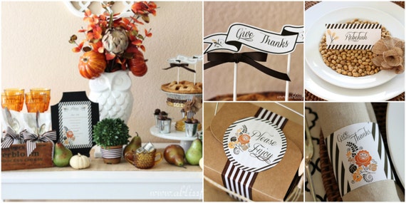 Thanksgiving PRINTABLE Decorations - Thanksgiving Dinner Holiday Decor Il_570xn