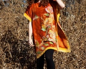 Silk Tunic Burnt Orange Autumn Colors Fall Dress Kimono Caftan Hand Painted Silk Blouse Kaftan Western Rose Custom Order Silk Tunic Burnt Orange Autumn Colors Fall Dress Kimono Caftan Hand Painted Silk Blouse Kaftan Western Rose Custom Order