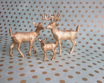 Golden Deer Cake Topper Figurines With Fawn