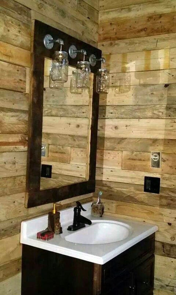 Rustic barnwood MIRROR LIGHT mason jar vanity farmhouse style