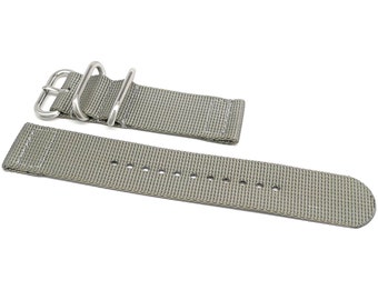 Two Piece Ballistic Nylon NATO Watch Strap - Grey