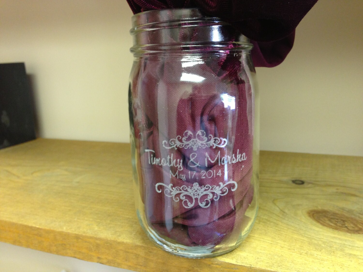 Personalized laser engraved mason jars by ExpressionInCrystal