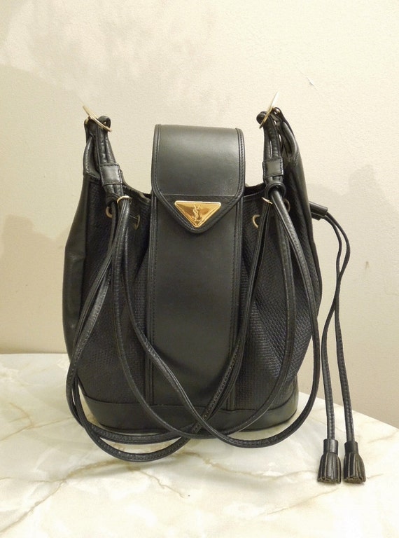 Vintage Yves Saint Laurent Rare Navy Leather by roomsvintage