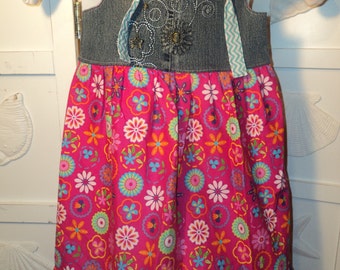 Boutique Style Knot Dress size 6/7 RAINBOW BATIK and Recycled