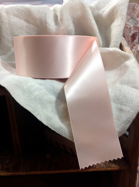 light blush pink hint of peach satin ribbon by ShyMyrtle on Etsy
