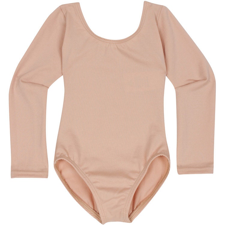 NUDE SKINTONE BEIGE Long Sleeve Leotard for Toddler & Girls
