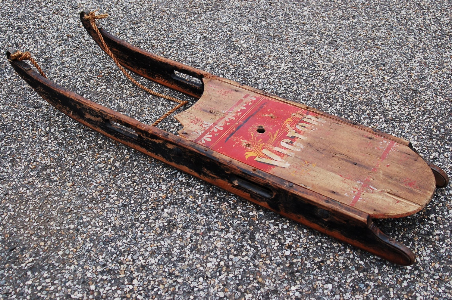 Antique Wooden Sled Primitive Wood Sled with Wrought Iron