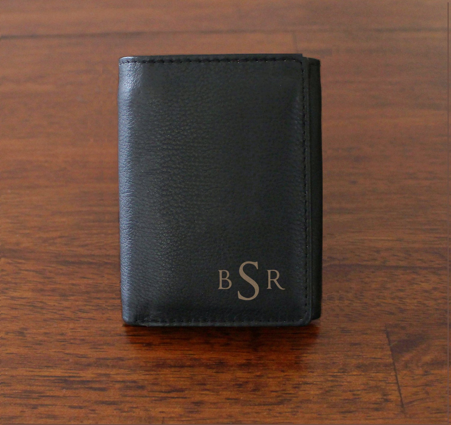 Mens Wallet Engraved Leather Wallet by elegantmonogramgifts