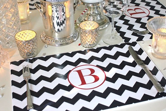 Personalized Chevron Paper Placemat PACKAGE - Chevron Monogram Paper Placemat