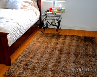 rug fur sheepskin plush luxury brown faux decor area rugs