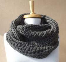 Crochet Scarf Gray Scarf Crochet Scarf Chunky Scarf Knit Cowl Infinity ...