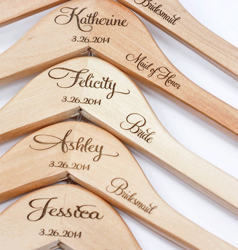 6 Personalized Bridesmaid Hangers Name Hanger Engraved