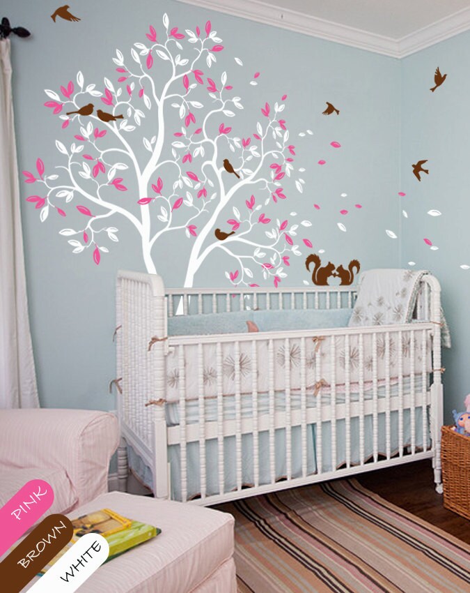 Whimsical Tree Wall Decal with Squirrels