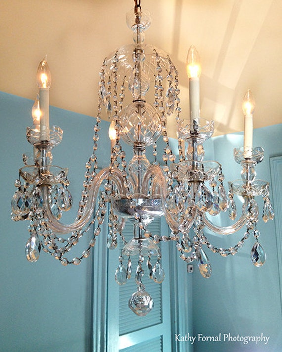 Sparkling Crystal Chandelier Print Shabby Chic Decor Baby
