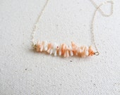 Peach coral bar necklace - gold-filled - simple jewelry - minimal - gift for her - delicate - bar necklace - coral branch necklace - beach