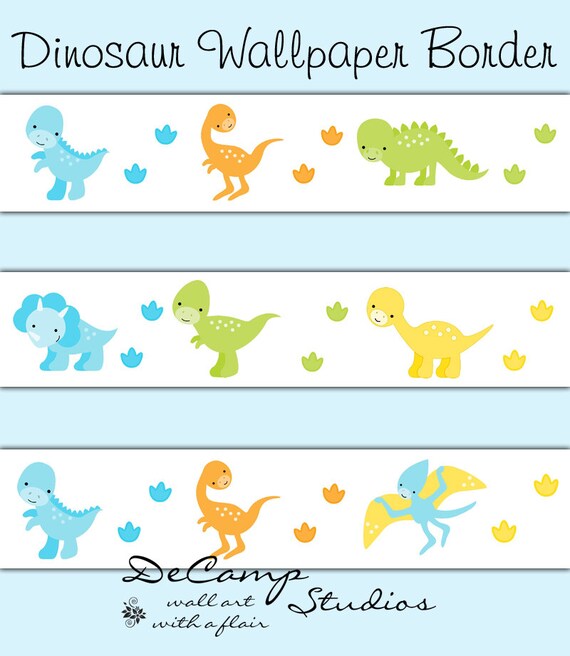 DINOSAUR WALLPAPER BORDER Wall Decals Baby by decampstudios