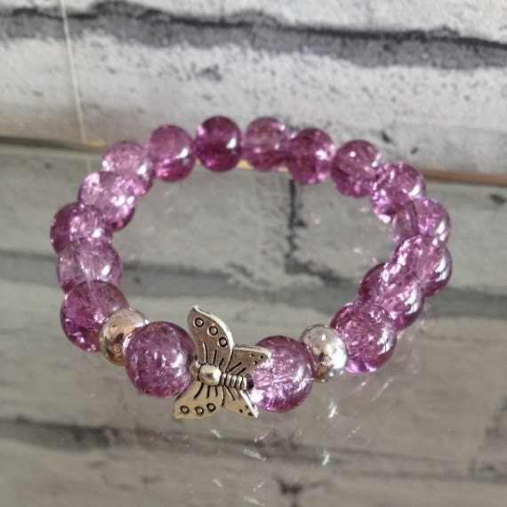 Chunky Purple Butterfly Bracelet