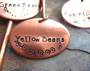 Herb Vegetable Garden Markers, Pet Grave Marker, Hand Stamped Solid Copper, Flowers Herbs, Parsley, Daisy Marker, Gift for Gardener