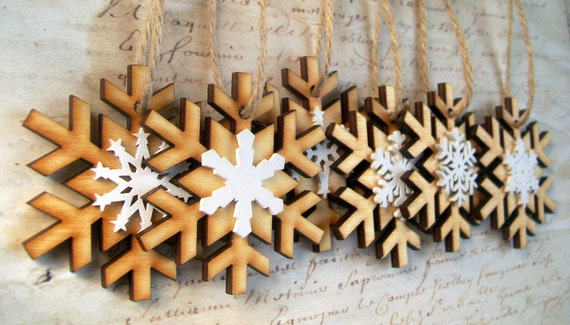  Wholesale  wood  snowflake Christmas  ornaments  wedding by 