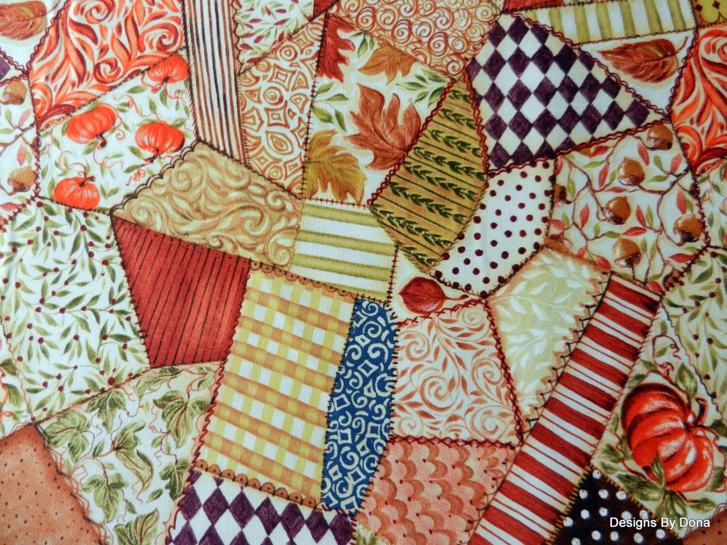 One Fat Quarter Quilt Fabric Fall Cheater Cloth Crazy Quilt