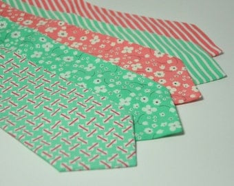 Wedding Neckties - Coral Pink and Mint Green Men's Necktie