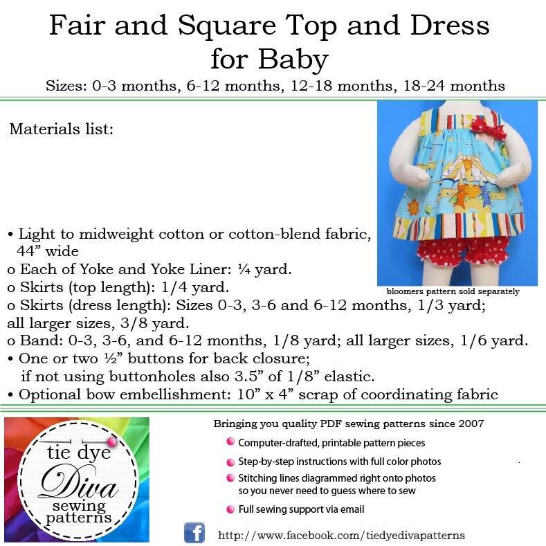 Instant Download Pattern Baby Dress and Top sewing pattern