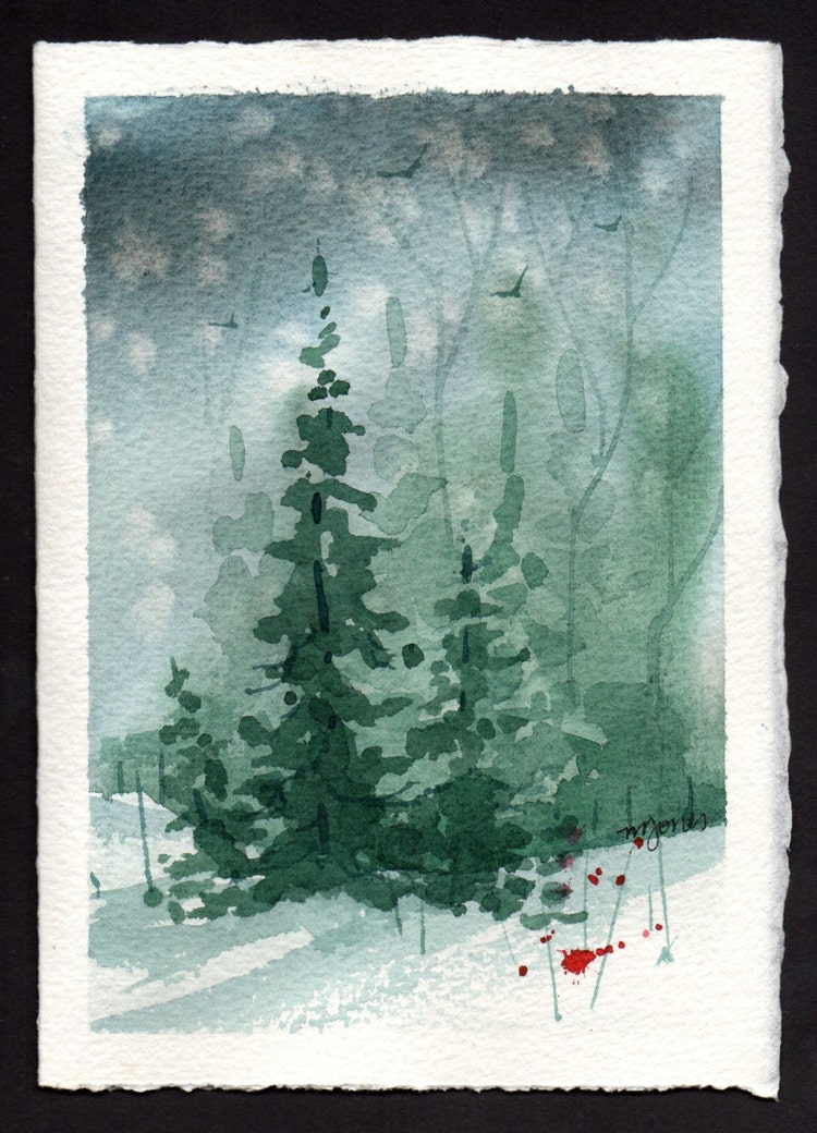 Beautiful original WATERCOLOR Christmas Card by by mjonesart