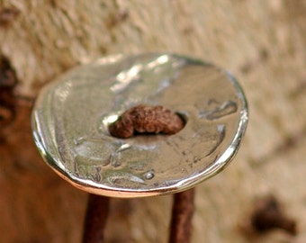 Artisan 2 Hole Button for 1.2mm Cord in Sterling Silver, B-265A